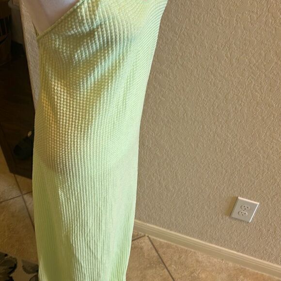 Peixoto Womens Women's L High Slit Cover Up Maxi Dress Citron Green Texture Knit - Picture 7 of 13